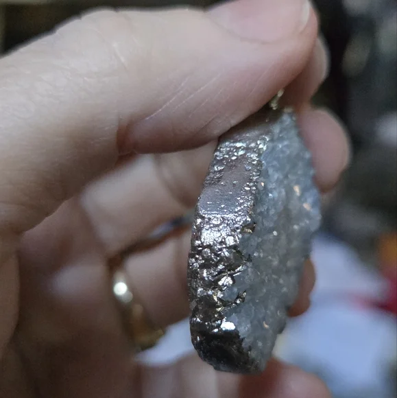 Celestite Druzy Pendant silver Necklace - Picture 4 of 6